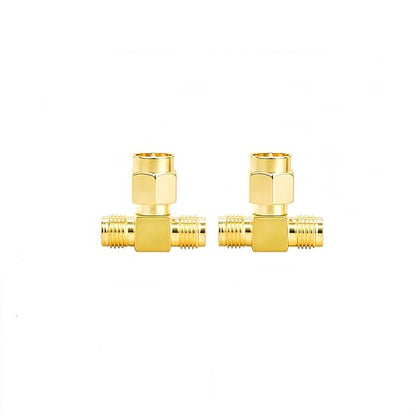 SMA-KJK Adapter Male to Dual Female Connector Splitter 2 Pack Antenna Adapter Converter