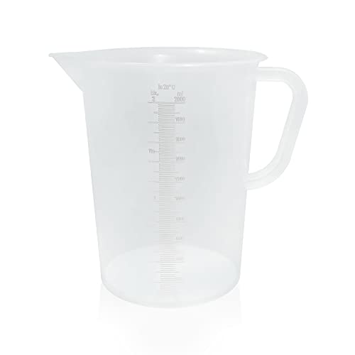 Plastic Graduated Measuring and Mixing Pitcher - 2000ml Plastic Graduated Measuring Pitcher - Large Cylinder Graduated Measuring Container with Handle and Pour Spout - 2 Liter - size: 2 Liter