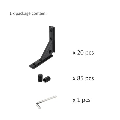 20Pcs 2020 Aluminum Extrusion Black Corner Bracket T Slot Inside L Shape Joint Angle Hardware Panel Mount Connector with Screws for 20 Series 20/20 2040 V Slot Extruded Aluminum Profile - style: 20 sets with M4