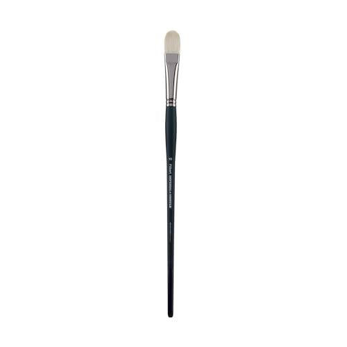 Creative Mark Imperial Professional Chungking Hog Bristle Brush - Filbert # 10, Handmade Long Handle Oil Paint Brushes for Artists, Nickel-Plated Brass Ferrules, Stiff Yet Soft Natural Bristles - size: #10