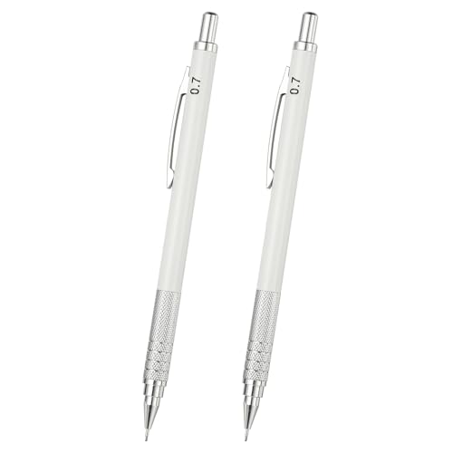PATIKIL 2Pcs Mechanical Pencil 0.9mm, Lead Pencils Mechanical Holder, White - color: White