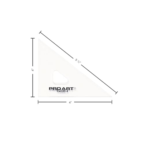 Pro Art Drafting Triangle 4" Finger Lift 45/90 Degree Clear - color: Clear, size: 4-inch, 45/90 Degrees