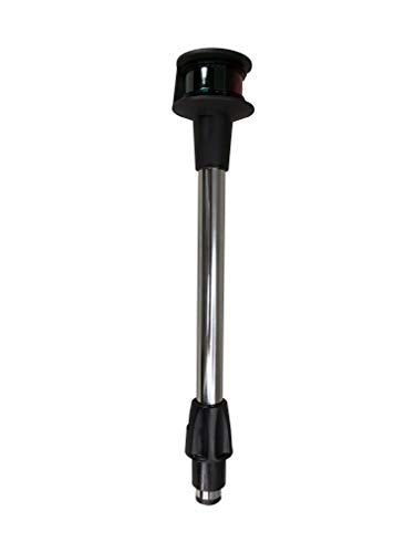 Pactrade Marine Boat Bi-Color Navigation Bow Light Red and Green Pole Light with 12 Inches with 2-Pin Removable Plug in Aluminum Post for Boat Pontoon Yacht Skeeter