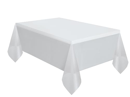 Clear Solid Rectangular Plastic Table Cover (54" x 108") 1 Count - Elegant Design & Premium Quality, Ideal For Parties, Events & Everyday Use - color: Clear, size: 108" x 54" (Rectangle)