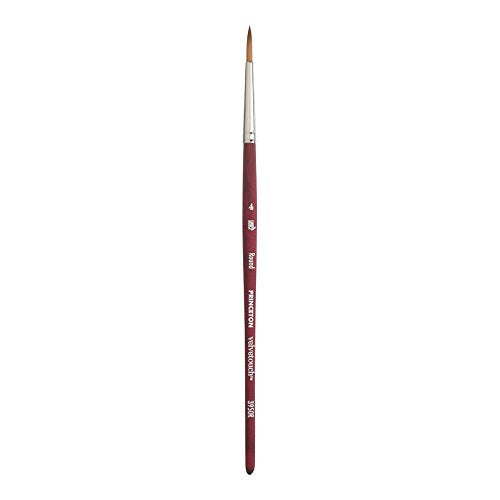 Princeton Velvetouch Round Brush, Synthetic, Short Handle, Size 4, 1 Count - color: Scarlet, size: Size 4
