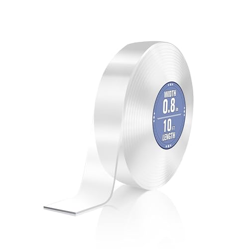 Double Sided Tape Heavy Duty, Clear Nano Tape, 0.8'' x 120'' Two Sided Mounting Adhesive for Walls Posters Carpet, Removable Space Gel Strip, 1/12" Thick - size: Thick