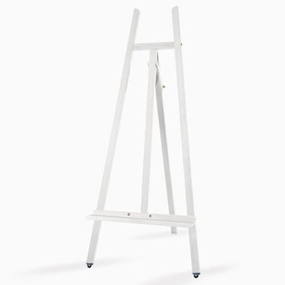 A-Frame Wooden Display Easel, Lyre Beechwood Studio Easel Stand, White - color: White