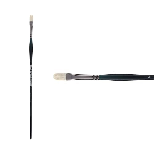Creative Mark Imperial Professional Chungking Hog Bristle Brush - Filbert # 4, Handmade Long Handle Oil Paint Brushes for Artists, Nickel-Plated Brass Ferrules, Stiff Yet Soft Natural Bristles - size: #4