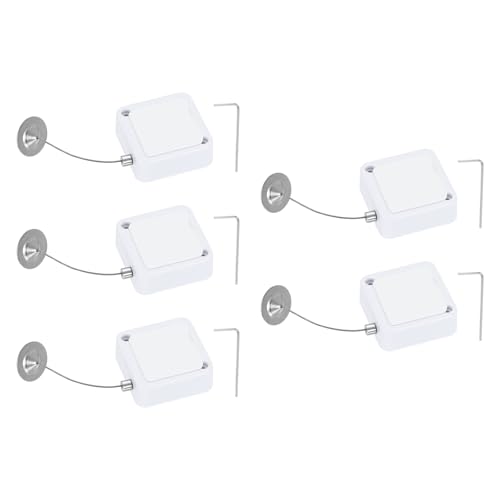 PATIKIL Retractable Remote Control Cable Tether (3.3ft / 1M, White)(5 Set) Square Remote Control Security Lanyard Lock Adjustable Locking Leash with Round Iron Cap, Suit for - TV/Tablets - color: White, size: 3.3ft