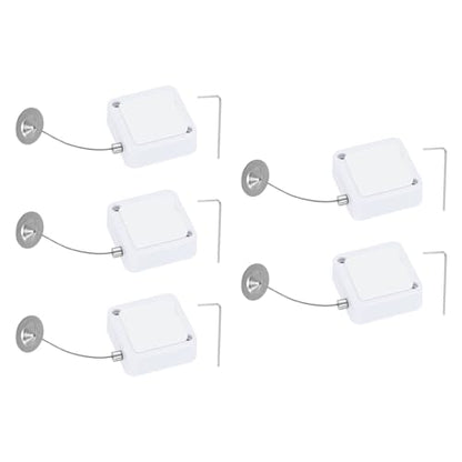 PATIKIL Retractable Remote Control Cable Tether (3.3ft / 1M, White)(5 Set) Square Remote Control Security Lanyard Lock Adjustable Locking Leash with Round Iron Cap, Suit for - TV/Tablets - color: White, size: 3.3ft
