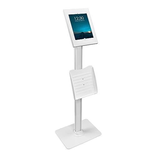 Mount-It! Anti-Theft iPad Tablet Floor Stand Kiosk with Literature Holder - color: White