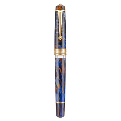 Asvine P20 Piston Fountain Pen, Stub Nib 1.1mm Calligraphy Art Drawing Purple Marble Acrylic with Case Set - color: Purple, style: Stub Point