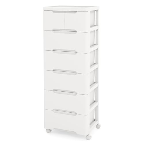 LOKO 7-Drawer Plastic Rolling Storage Cart (16"x13"x45") - size: 16”x13"x45” (7 Drawers)