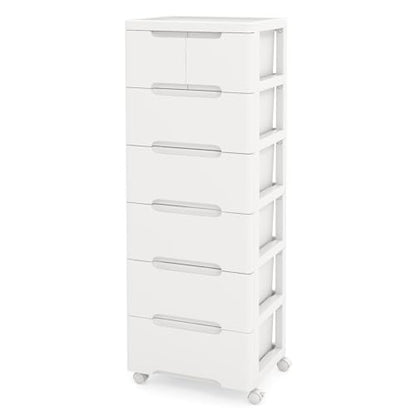 LOKO 7-Drawer Plastic Rolling Storage Cart (16"x13"x45") - size: 16”x13"x45” (7 Drawers)