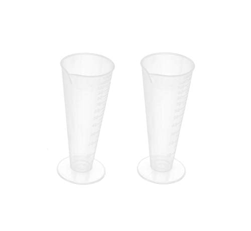 100mL Plastic Graduated Measuring Cup Capacity Beaker Cone Shape Round Base Labs Kitchen Clear, 2Pcs