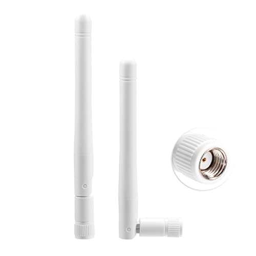 Bingfu External WiFi Antenna RP-SMA 2.4GHz 5GHz 5.8GHz 3dBi Dual Band Wireless Antennas Replacement (2-Pack) for WiFi Router Security IP Camera Access Point USB WiFi Adapter - color: [RP-SMA Male] Antenna 2-Pack - White