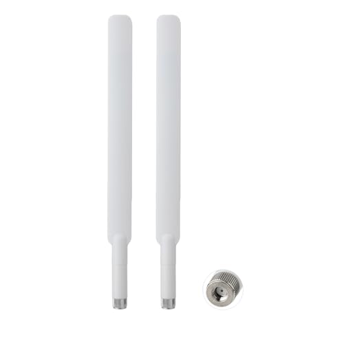 Superbat High Gain 12dBi Dual Band WiFi Antenna 2.4GHz/5GHz 5.8GHz Omnidirectional RP-SMA Antenna White for Router, Wireless Access Point, Security Cameras 2-Pack - color: white