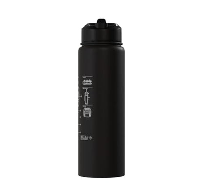 RC Transmitter Blueprint FPV Drone RC Car Radio Controller Stainless Steel Insulated Water Bottle - color: Black
