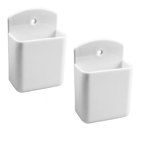 Septe 2Pcs Remote Control Holders Wall Mount, Self Adhesive TV Controller Holder, Wall Pen Holder Storage Box for Home Office (White) - color: White,2pcs