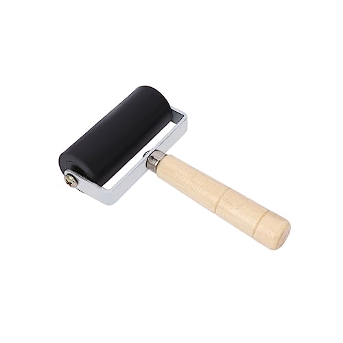 2Pcs Professional Rubber Roller Brayer,6cm Rubber Roller Brayer with Wooden Handle Ink Painting Printmaking Roller Art Stamping Tool