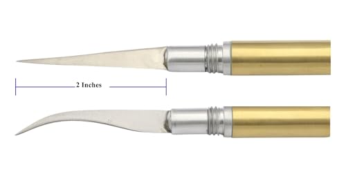 Thai Fruit Carving Knife –2 Inch Double-Sided Blade (Curved & Straight) with Decorative Black Thai Pattern Handle – Precision Tool for Vegetable and Fruit Art, Handcrafted for Culinary Detailing