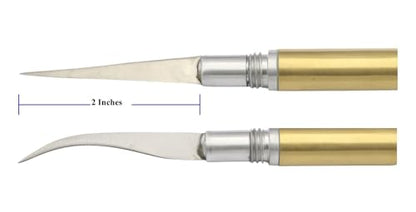 Thai Fruit Carving Knife –2 Inch Double-Sided Blade (Curved & Straight) with Decorative Black Thai Pattern Handle – Precision Tool for Vegetable and Fruit Art, Handcrafted for Culinary Detailing