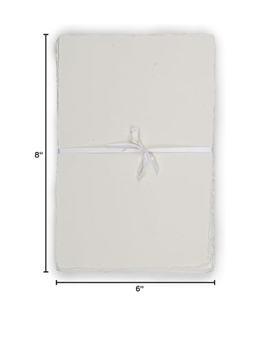 LEATHER VILLAGE Offwhite Deckled Edge Handmade Watercolor Paper 4x6 - color: White, size: 6"X4"
