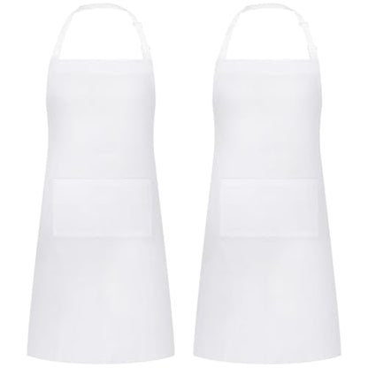 White Apron for Women and Men, Adjustable Chef Cooking Aprons - color: White 2