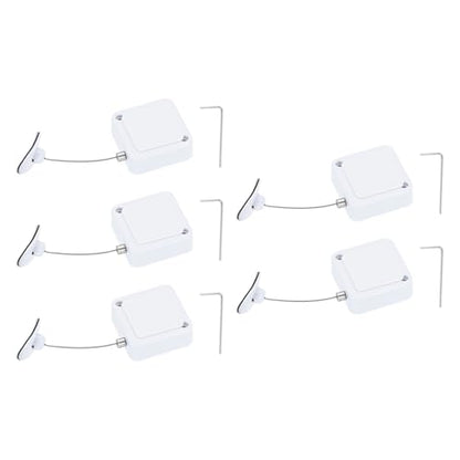 PATIKIL Retractable Remote Control Cable Tether (6.6ft / 2M, White)(5 Set) Square Remote Control Security Lanyard Lock Adjustable Locking Leash with Plastic Cap, Suit for - TV/Tablets - color: White, size: 6.6ft