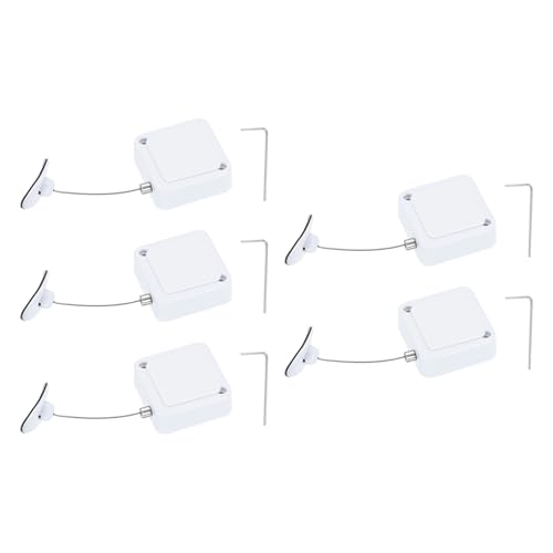 PATIKIL Retractable Remote Control Cable Tether (6.6ft / 2M, White)(5 Set) Square Remote Control Security Lanyard Lock Adjustable Locking Leash with Plastic Cap, Suit for - TV/Tablets - color: White, size: 6.6ft
