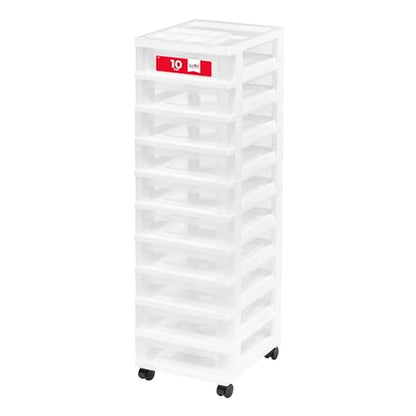IRIS USA 10-Drawer Rolling Storage Cart, White/Clear - color: White, size: 10 Drawer with Wheels