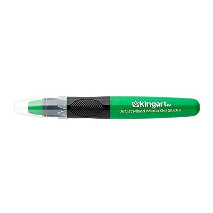 KINGART Mixed Media Gel Stick Crayons, Vibrant, Set of 12-Colors
