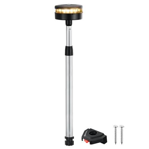 Kayak Lights for Night Kayaking,Boat Navigation Lights Battery Powered,Waterproof Telescopic Pole White Kayak Stern Light for Paddle Board,Dinghy(White 360°（24"-42.3”）) - color: White lighting 360°