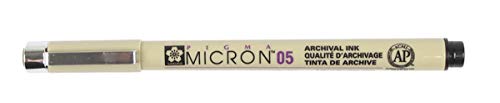 SAKURA PIGMA MICRON 05 FINELINER PEN, 0.45MM LINE WIDTH, PACK OF 2 (Black) - color: Black