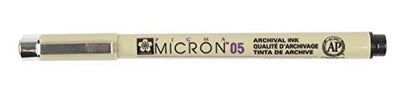 SAKURA PIGMA MICRON 05 FINELINER PEN, 0.45MM LINE WIDTH, PACK OF 2 (Black) - color: Black