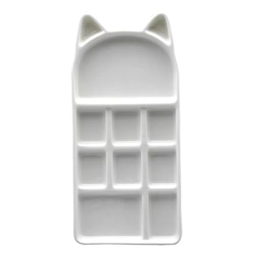 Funny Ceramic Cat Watercolor Paint Palette Case Mixing Tray,(9 Wells) - size: 9 wells