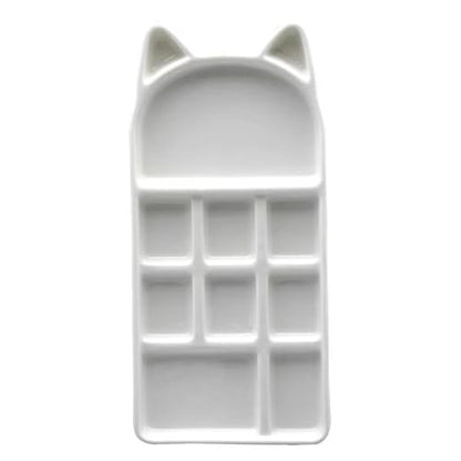 Funny Ceramic Cat Watercolor Paint Palette Case Mixing Tray,(9 Wells) - size: 9 wells