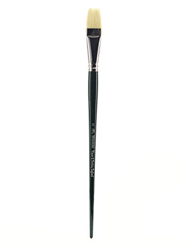 Winsor & Newton Winton Hog Bristle Brush Flat, 12, Green - size: #12, style: Flat