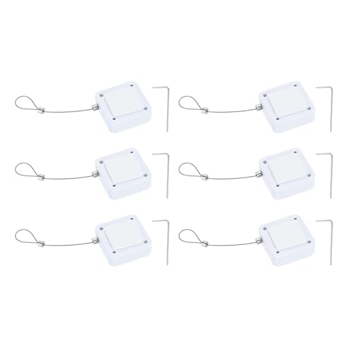 PATIKIL Retractable Remote Control Cable Tether (3.3ft / 1M, White)(6 Set) Square Remote Control Security Lanyard Lock Adjustable Locking Leash with Rope Locks, Suit for - TV/Tablets - color: White, size: 3.3ft