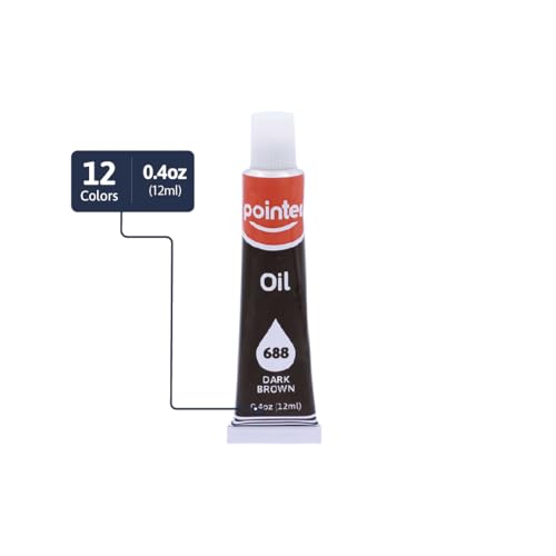 Pointer ArtPRO Oil Paint Set, 12 Colors, 0.4oz Tubes, Smooth Creamy Texture for Canvas and Fine Art
