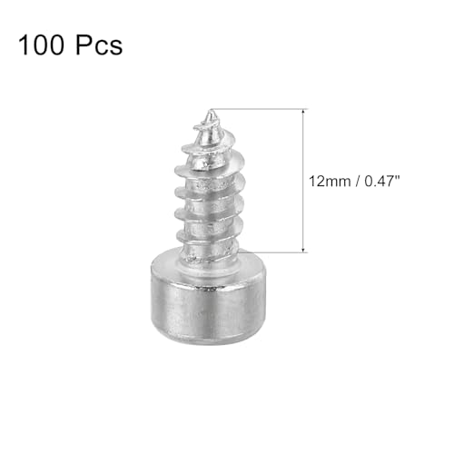 uxcell M5 Hex Socket Head Cap Self-Tapping Screw, 100Pcs M5x12mm 304 Stainless Steel, Hexagon Socket Head Tapping Screws, Hex Drive, Self Tapping Point - Silver - size: M5x12mm