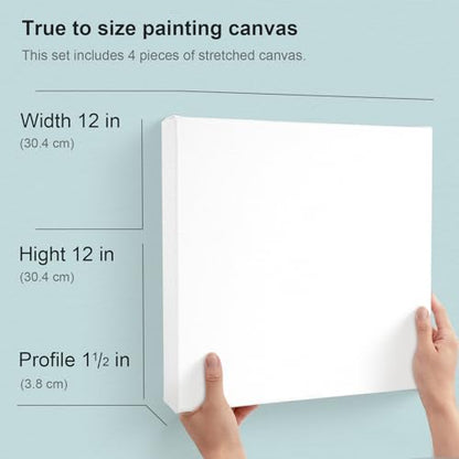 AUREUO 12x12 Inch Gallery Wrapped Canvas 1.5 Inch Depth 4 Pack - size: 12"x12" Gallery