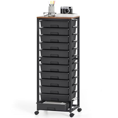 SYKIARIOL Rolling Cart with 12 Drawers,Black - color: Black, size: 12 Drawers