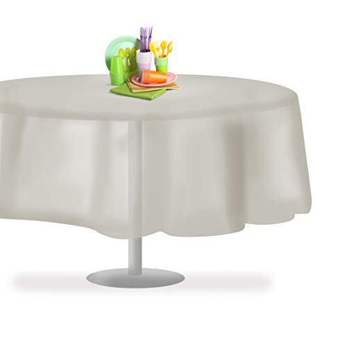 Grandipity Plastic Table Cloth Disposable 12 Pack 84" Round Light Grey - color: Grey, size: 84in. Round