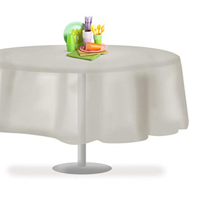 Grandipity Plastic Table Cloth Disposable 12 Pack 84" Round Light Grey - color: Grey, size: 84in. Round