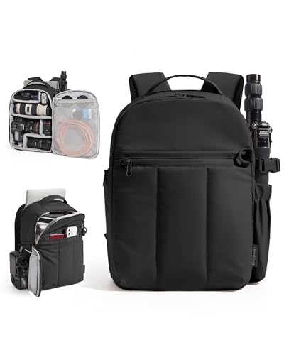 BAGSMART Small Camera Backpack for Women with Laptop Compartment, Black - color: Black
