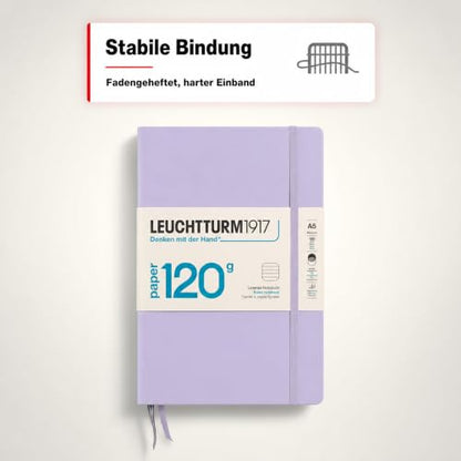 LEUCHTTURM1917 - 120G Special Edition - Medium A5 Ruled Hardcover Notebook (Lilac) - 203 Numbered Pages with 120gsm Paper - color: Lilac, style: Ruled
