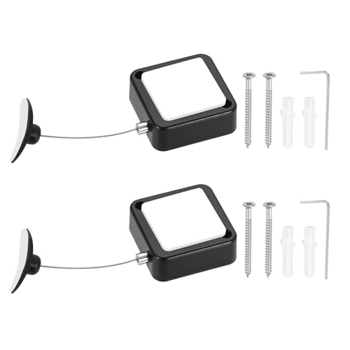 PATIKIL Retractable Remote Control Cable Tether (6.6ft /2M, Black)(2 Set) Remote Control Security Lanyard Lock Adjustable Locking Leash with Plastic Cap and Screws, Suit for - TVs/Tablets - color: Black, size: 6.6 ft