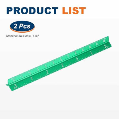 HARFINGTON 2 Pcs Architectural Scale Ruler, 7 Inch Standard Aluminum Alloy Architect Triangular Large Scale Laser-Etched Blueprint Drafting Ruler for Architects Engineers, Green - color: Green, size: 7 Inch