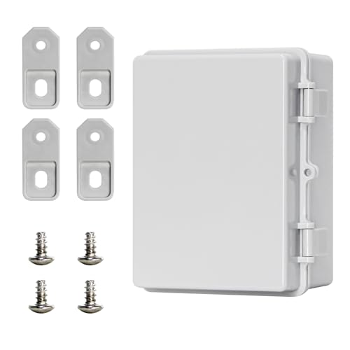 Waterproof Electrical Box ABS Waterproof Electrical Junction Box IP66, Weatherproof Plastic Enclosure with Mounting Plate, for LED Lights Solar Panels CCTV Cameras (7"x5.1"x3.5") - color: Grey Cover, size: 7"x5.1"x3.5"
